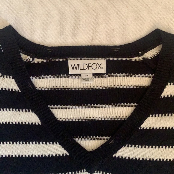 WILDFOX distressed black/white striped sweater M - Picture 3 of 5